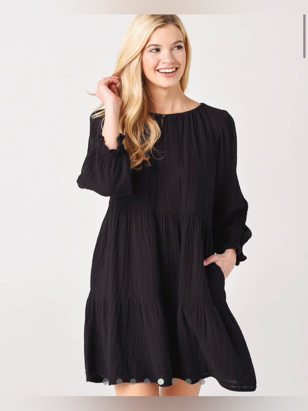 Velvet by Graham and Spencer Black Mirella Gauze Cotton Dress, XS - Picture 2 of 7